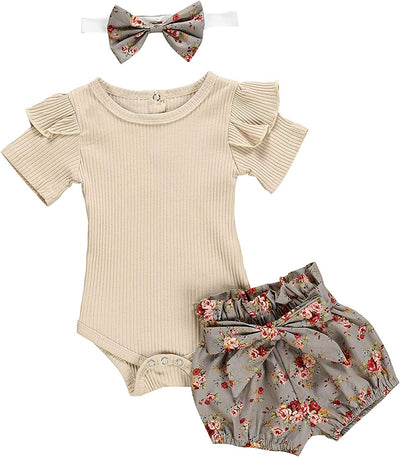 Baby Girl Clothes Ruffle Romper Floral Short Pants Summer Outfit
